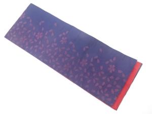 花弁散らし・蝶模様織り出し　リバーシブル半幅帯